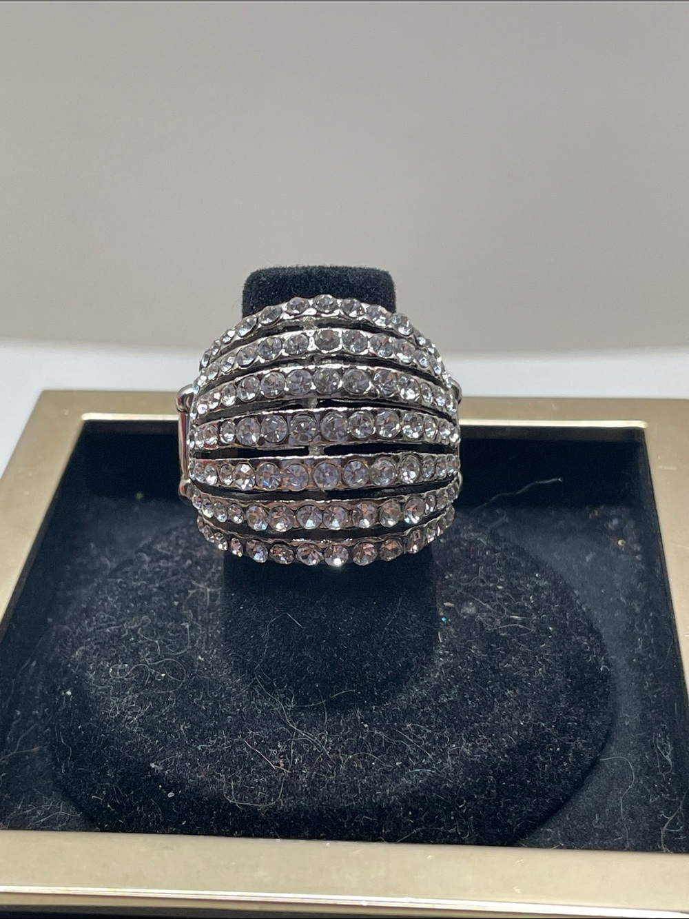 paparazzi Silver Crystal Dome Cocktail Ring